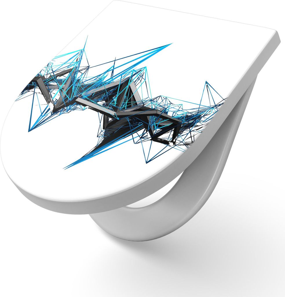 DEQORI WC-Sitz Duroplast 36,4x45,4 cm 'Virtuelles Wellenband' Toilettensitz WC-Brille