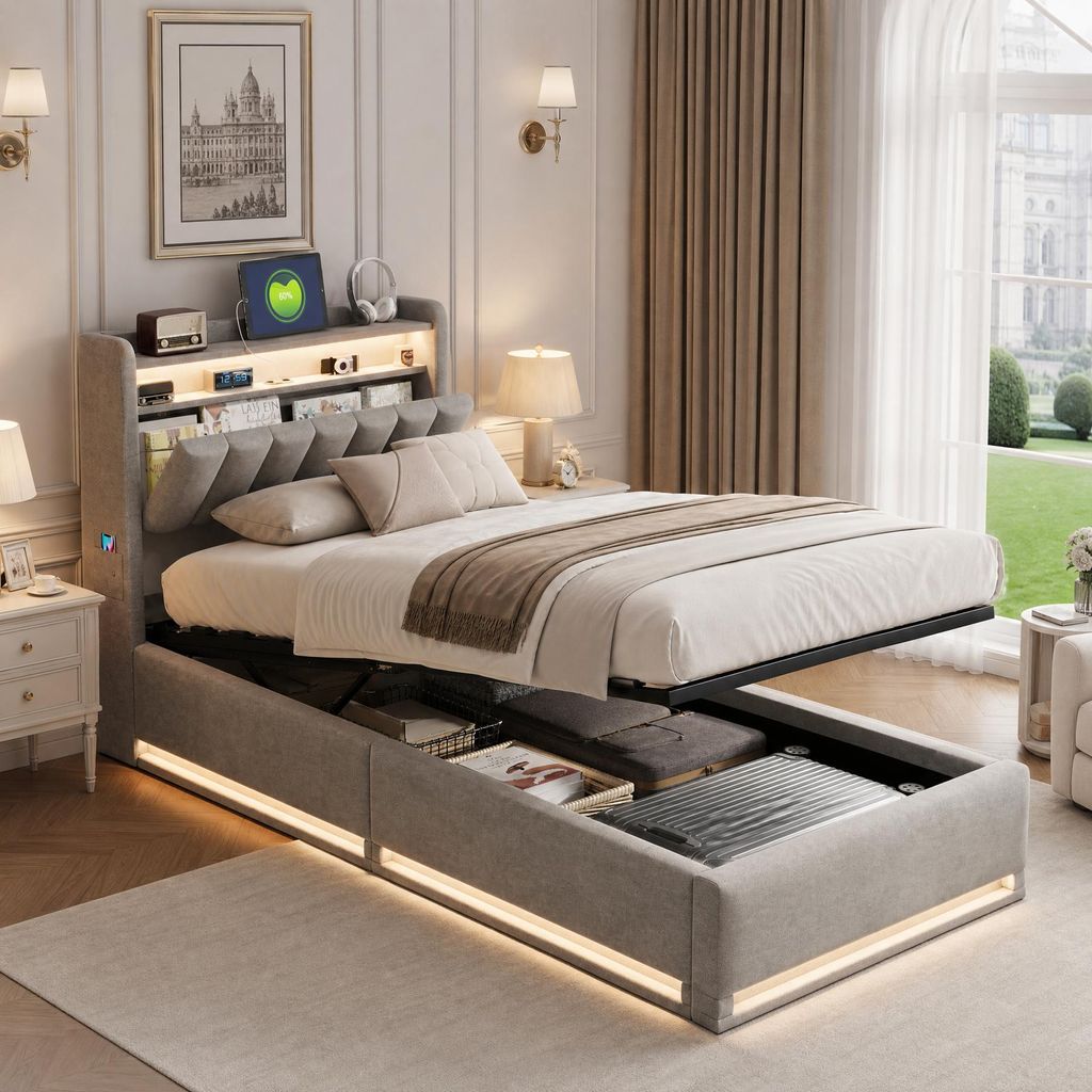 Letto imbottito INONEFT, 90 x 200 cm, con sistema di Immagine del prodotto 