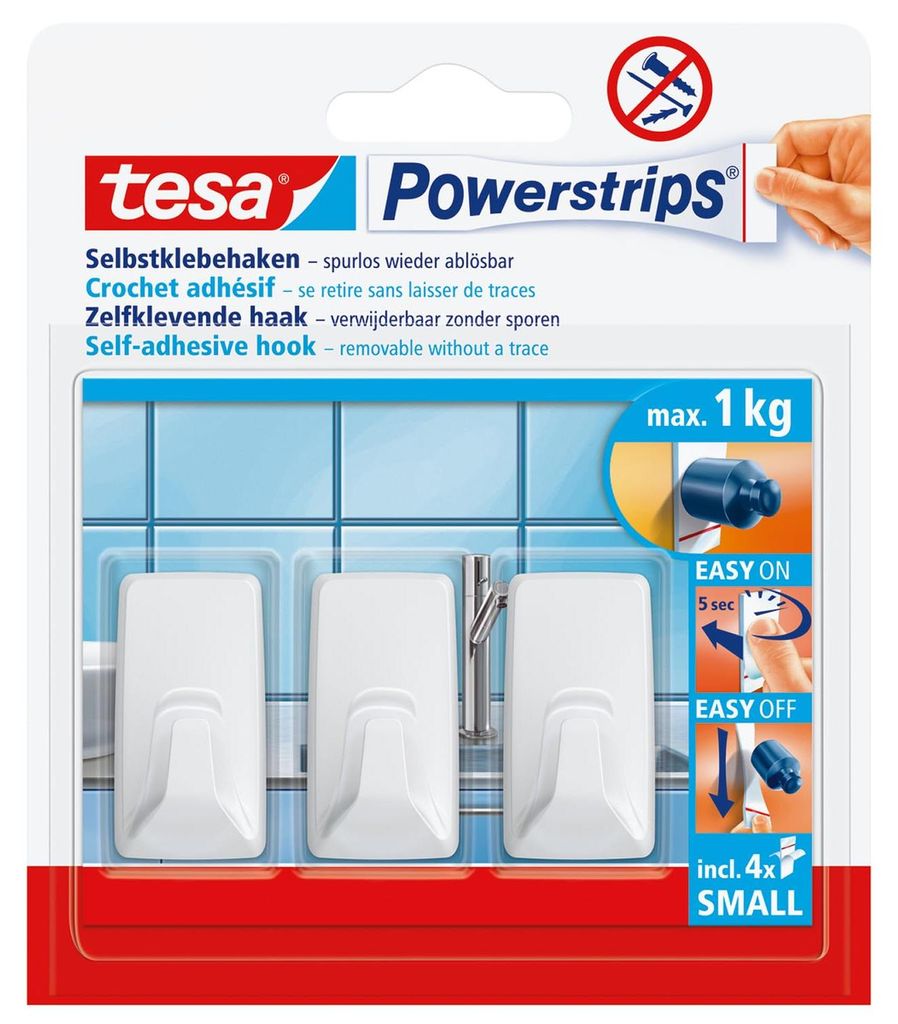 TESA 57072-00000, Drinnen, Handtuchhaken, Weiß, Kunststoff, Produktbild 