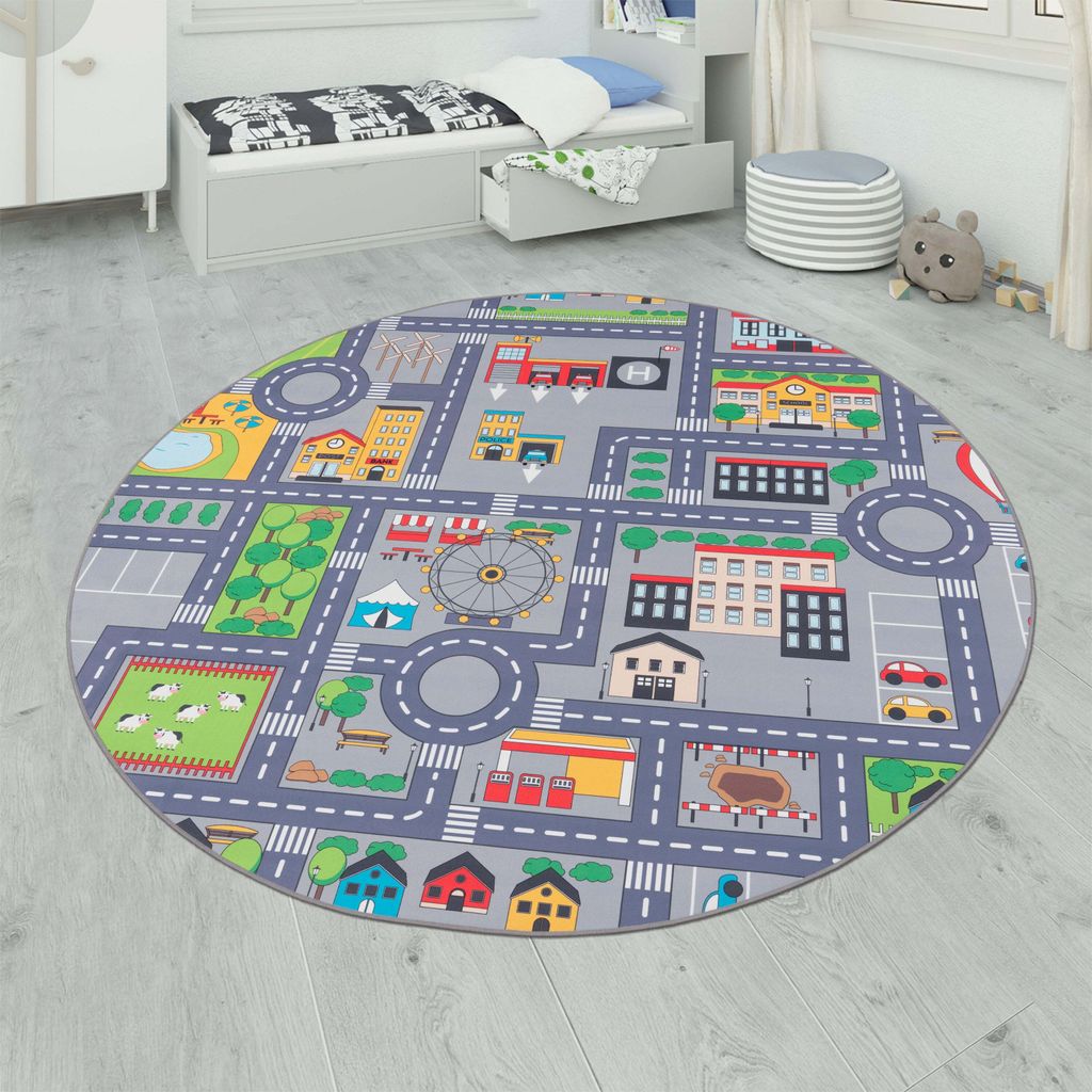 Spielteppich Kinderteppich Kinderzimmer Straßenteppich Produktbild 