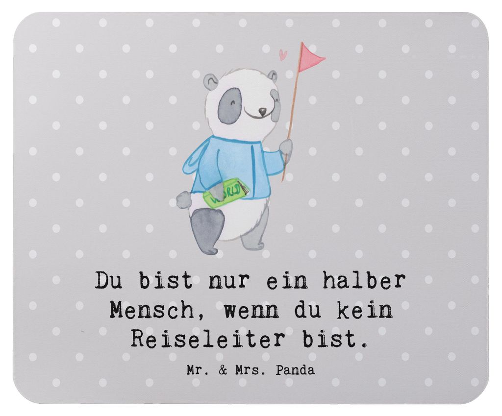 Mr. & Mrs. Panda Mauspad Reiseleiter Herz - Grau Pastell - Produktbild 