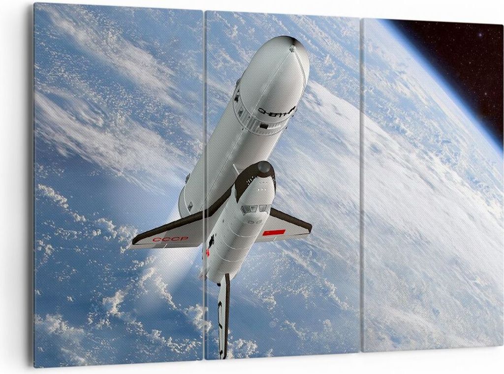 Bild auf Leinwand - Leinwandbild - Himmel Rakete Kosmos Planet - 165x110cm - Wand Bild - Wanddeko - Leinwanddruck - Bilder - Kunstdruck - Wanddekor...