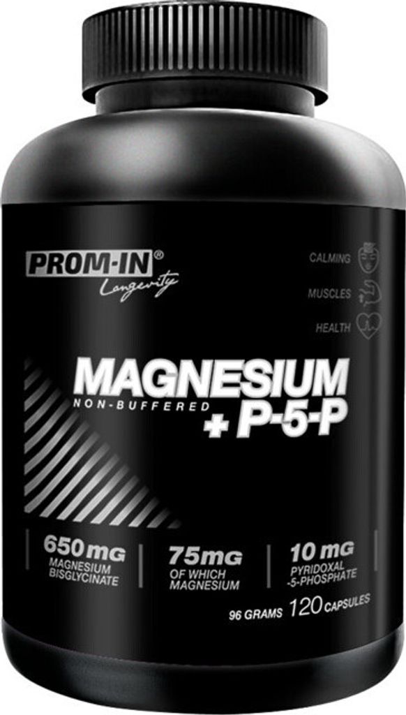 Prom-In Magnesium + P5P 120 capsules / Magnesium / 100% Magnesiumbisglycinat, angereichert mit der aktiven Form von Vitamin B6