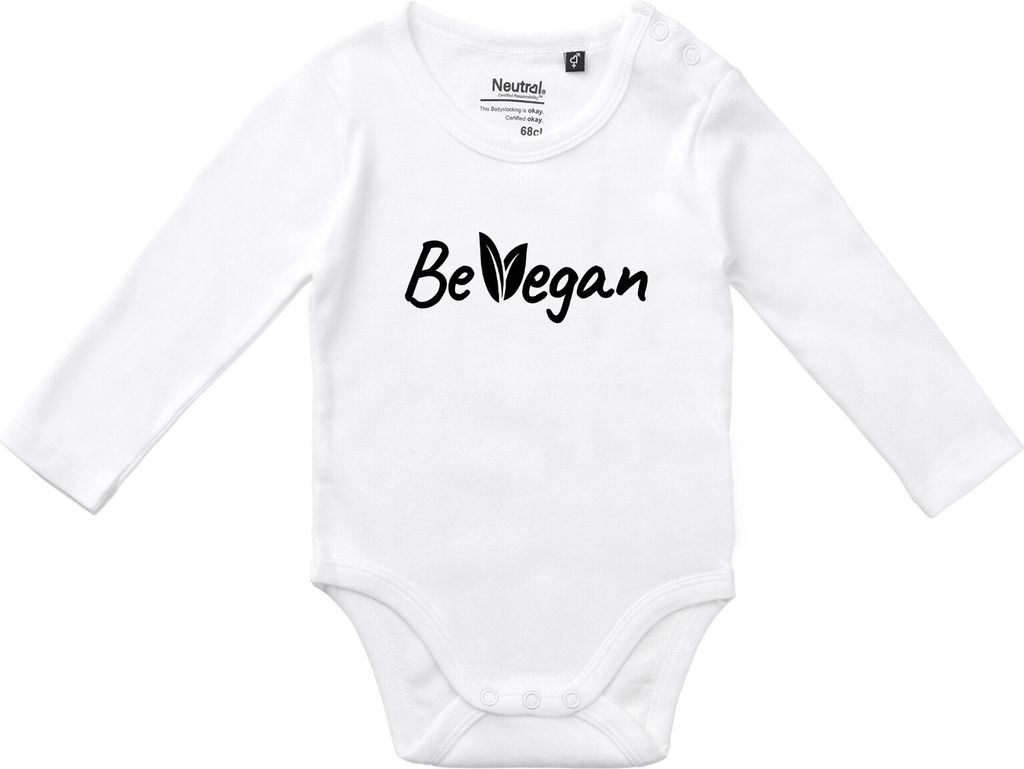 Huuraa Baby Body Be Vegan Blätter 62 White Baumwolle Fairtrade Langarmbody Geschenkidee