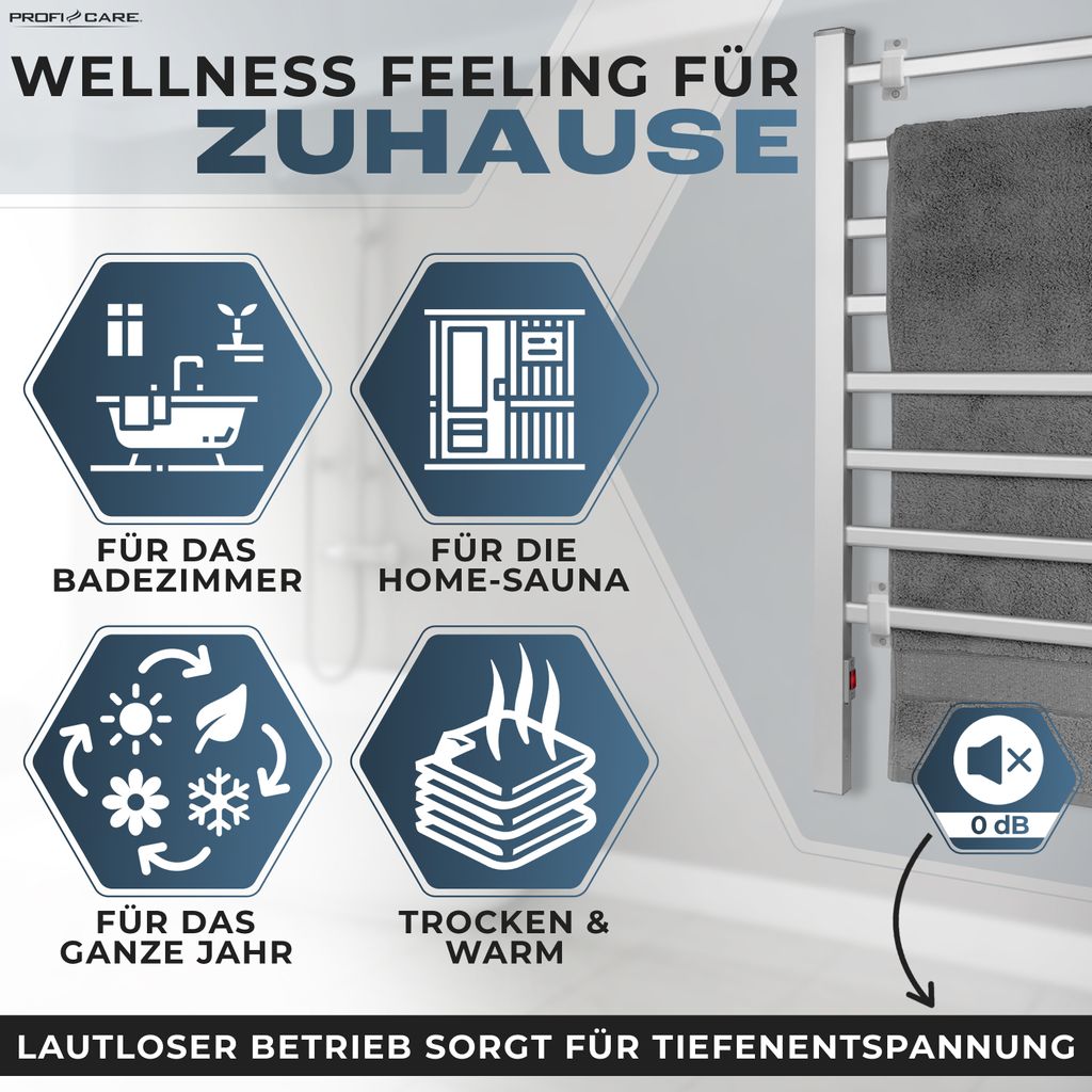 ProfiCare® Handtuchheizkörper elektrisch | Handtuchhalter & Produktbild 7