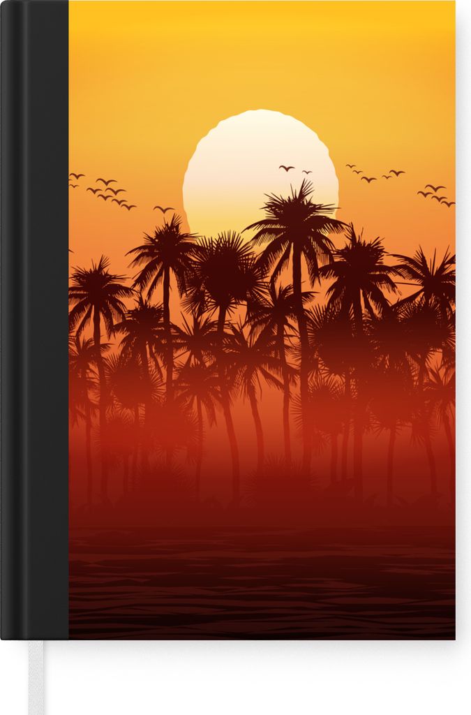 MuchoWow Notizbuch Tagebuch Haushaltsbuch Notebook A5 Sonne - Vogel - Palme - Notizblock - Notizheft - Notebook - Schreibblock - Papier
