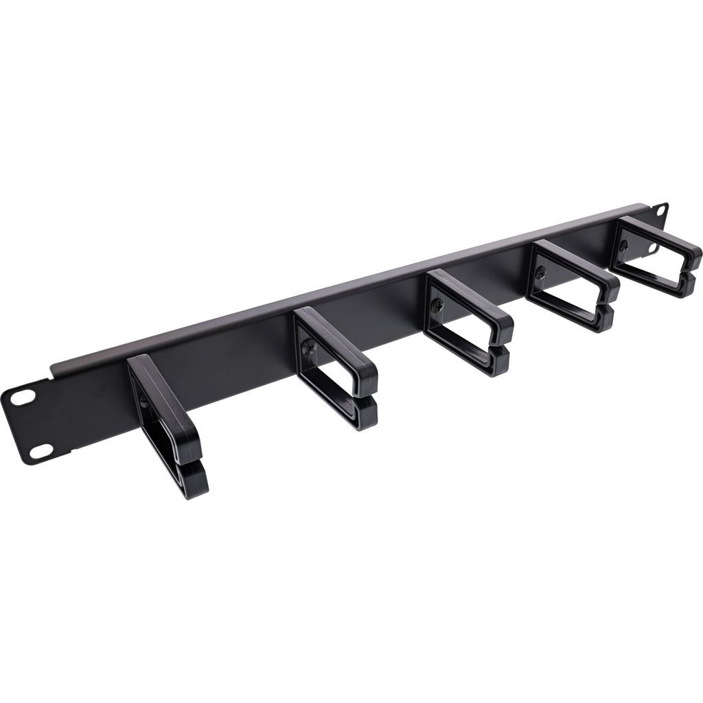 InLine 19" Kabelführungspanel, 5 Kunststoffbügel, RAL 9005, Produktbild 