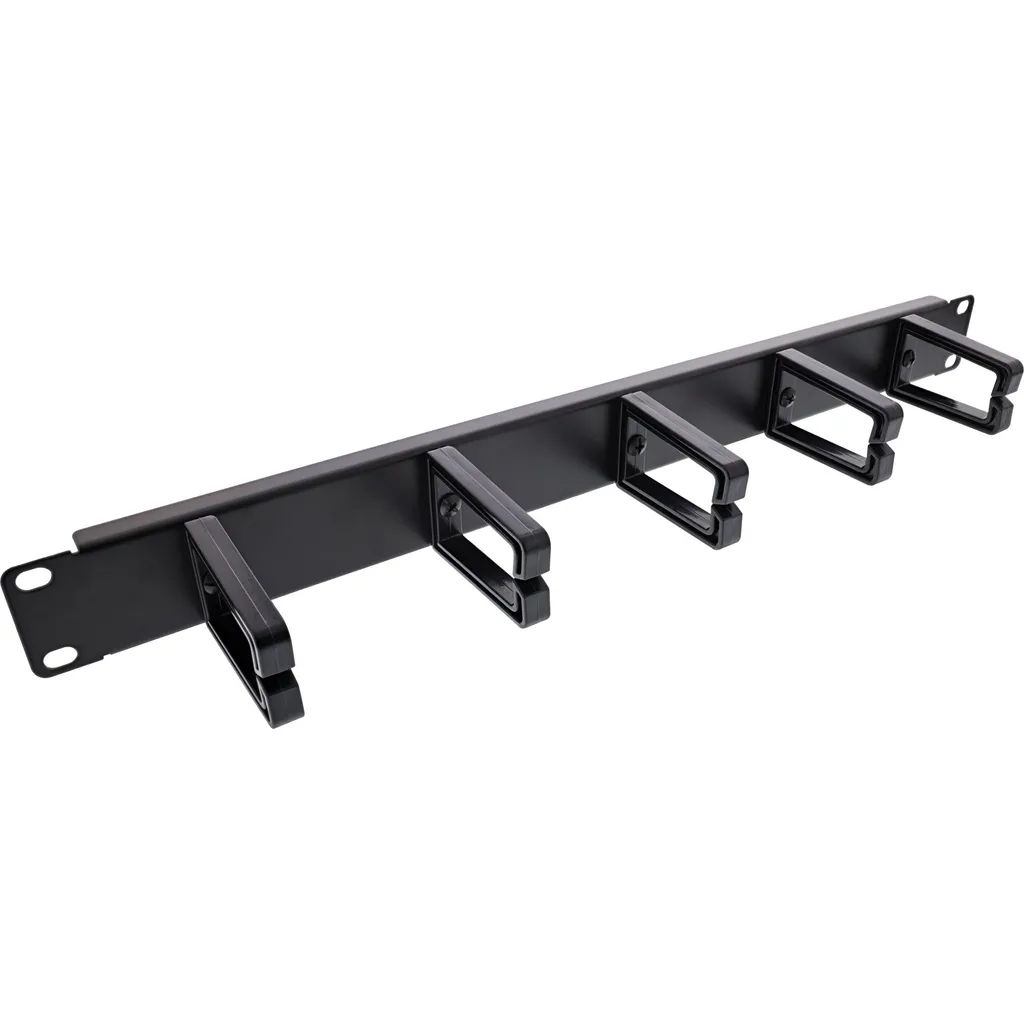 InLine Panneau guide-câbles 19 pouces 5 étriers plastique RAL 9005 noir