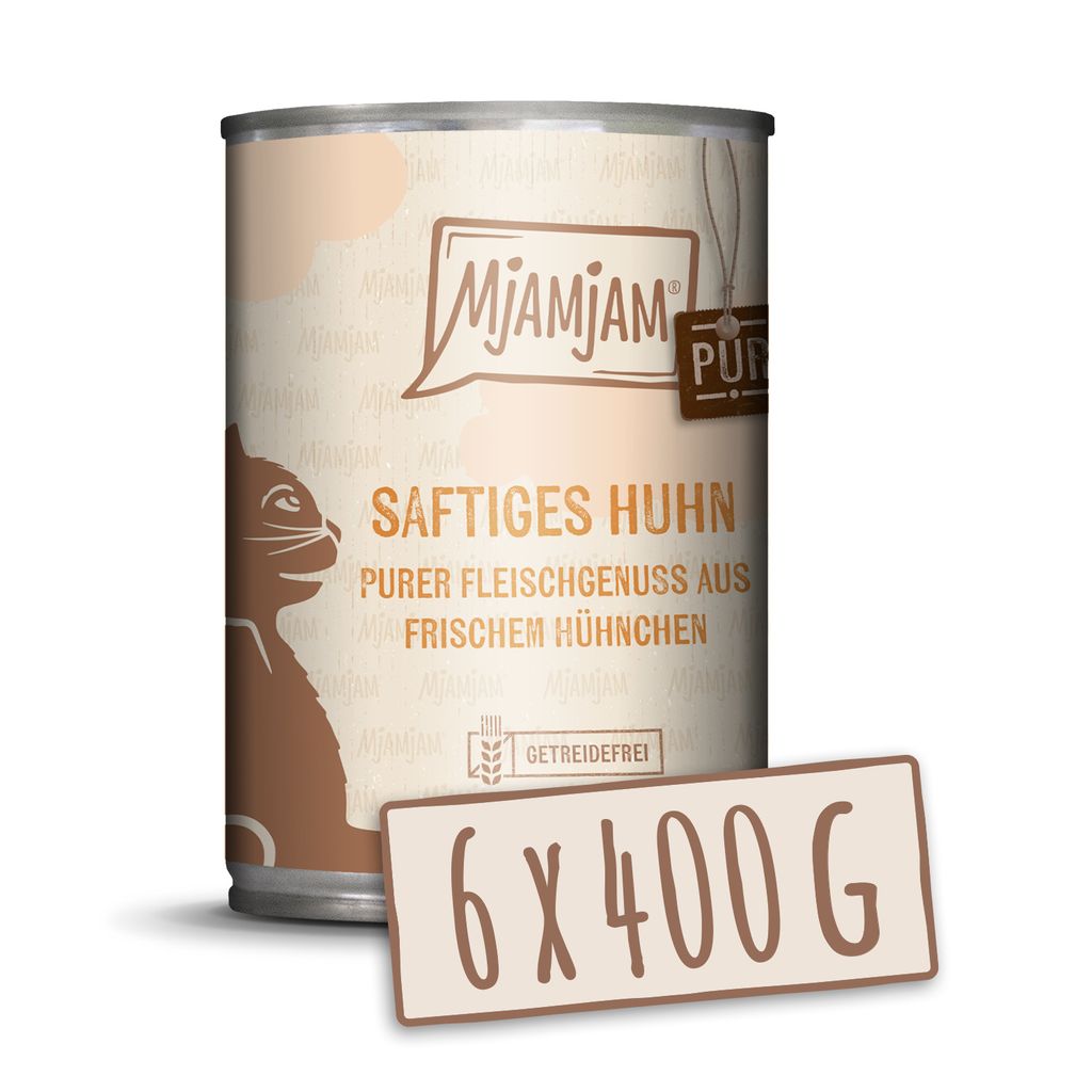 MjAMjAM - 6x400g Huhn pur Nassfutter für Katzen Hauptfutter natur