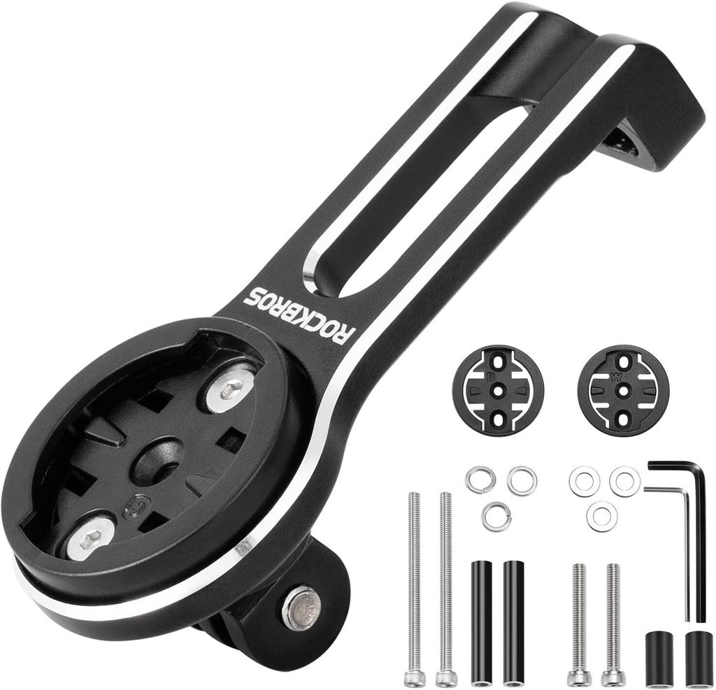 ROCKBROS Fahrradcomputer Halterung für Garmin, Bryton, iGPSPORT Lenkerhalterung mit Adaptern, Out-Front Kameras Halter aus Alu Einstellbare
