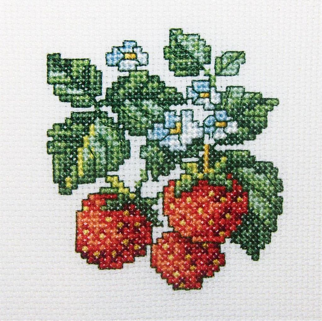 RTO Kreuzstich Set "Wilde Erdbeeren" H251, Zählmuster, 10x10 cm