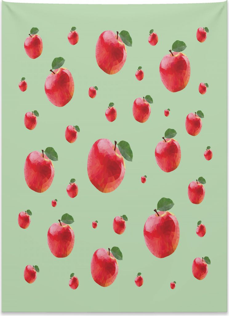 Abakuhaus Apfel Wandteppich, Aquarell Retro-Stil aus Weiches Mikrofaser Stoff Kein Verblassen Klare Farben Waschbar, 110 x 150 cm, Hellgrün Scharl...