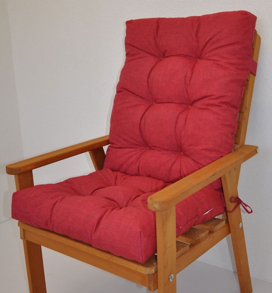 Polster für Gartenstuhl , Hochlehner Auflage Sylva , Hochlehner Auflage , Gr. 115 x 50 cm , Colore Rosso (rot)