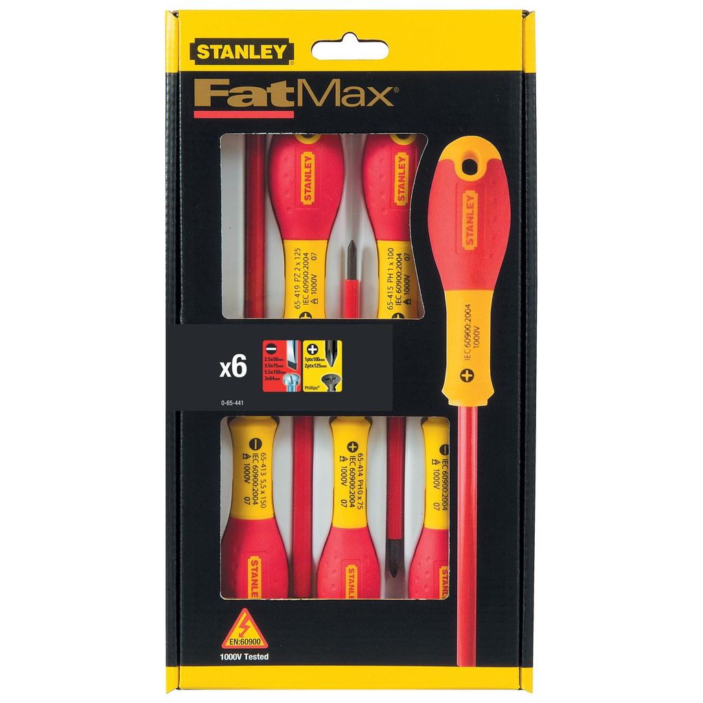 STANLEY FATMAX Schraubendreher-Set 6-teilig m. Spannungsprüfer Schl. Phillips