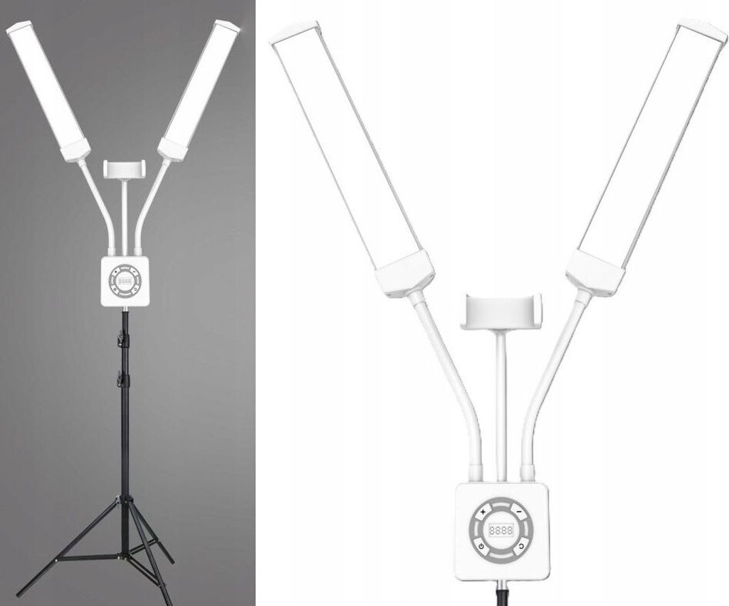 Podwójna Giętka Lampa LED Kosmetyczna Fotograficzna Video Zdjęcie produktu 