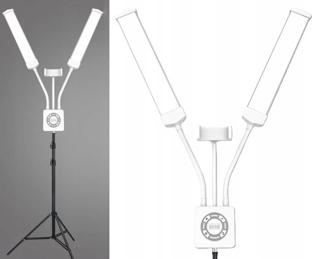 Lampe LED pour live streaming et maquillage double bras 40W flexible