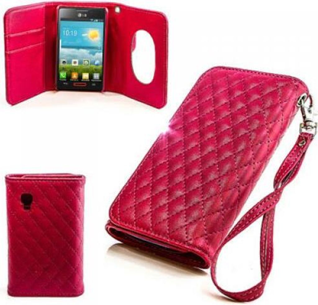 LG Optimus L4 II E440 Booksytle Handtasche Mirror Pink