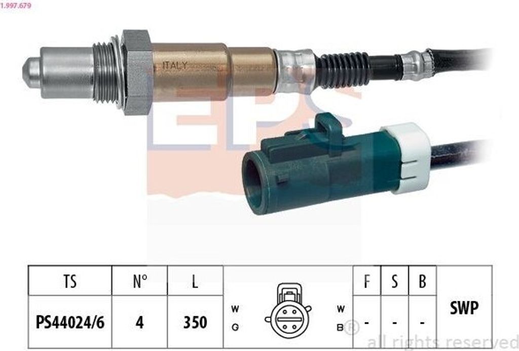 EPS Lambdasonde für FORD Fiesta Mk5 Schrägheck (JH1, JD1, JH3, JD3) Beheizt Planarsonde 350mm 1.997.679