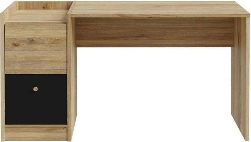 Grand Bureau Design 140cm COXIM - Finition Chêne Naturel et Noir Mat