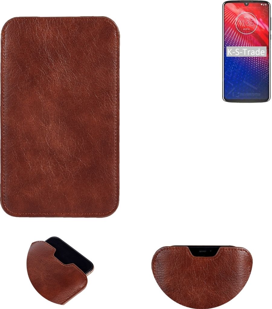 K-S-Trade Schutzhülle Handyhülle kompatibel mit Motorola Moto Z4 Handytasche Kunstleder Sleeve in braun
