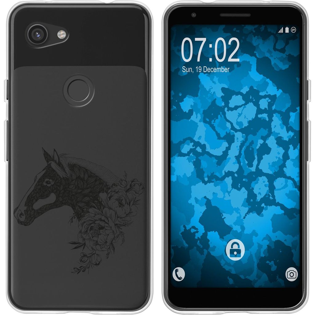 PhoneNatic Case kompatibel mit Google Pixel 3a XL Silikon-Hülle Floral Pferd M5-1
