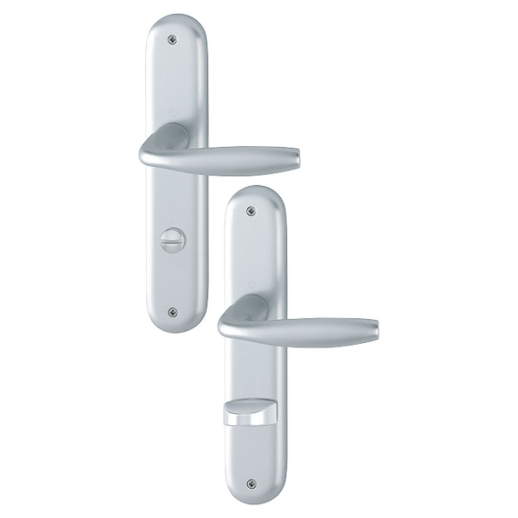 Hoppe New York Aluminium Langschildgarnitur F1 Aluminium Natur 1810/273P, Bad WC