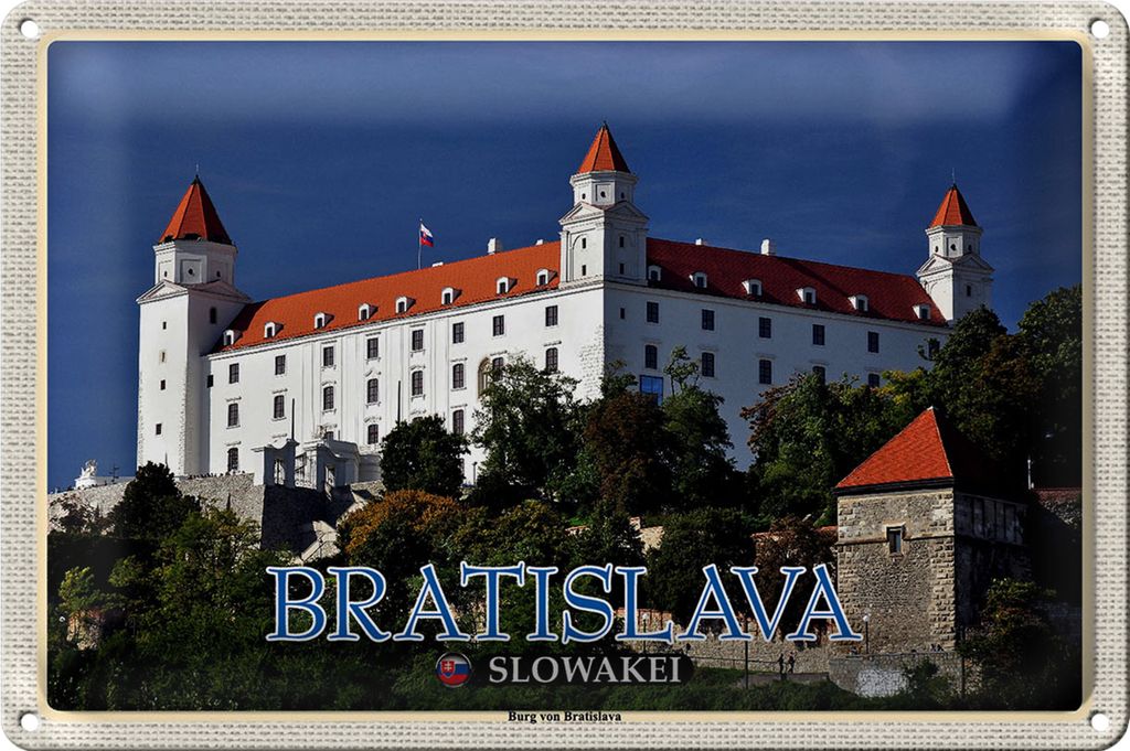 Blechschild Reise 30x20cm Bratislava Slowakei Burg von Bratislava