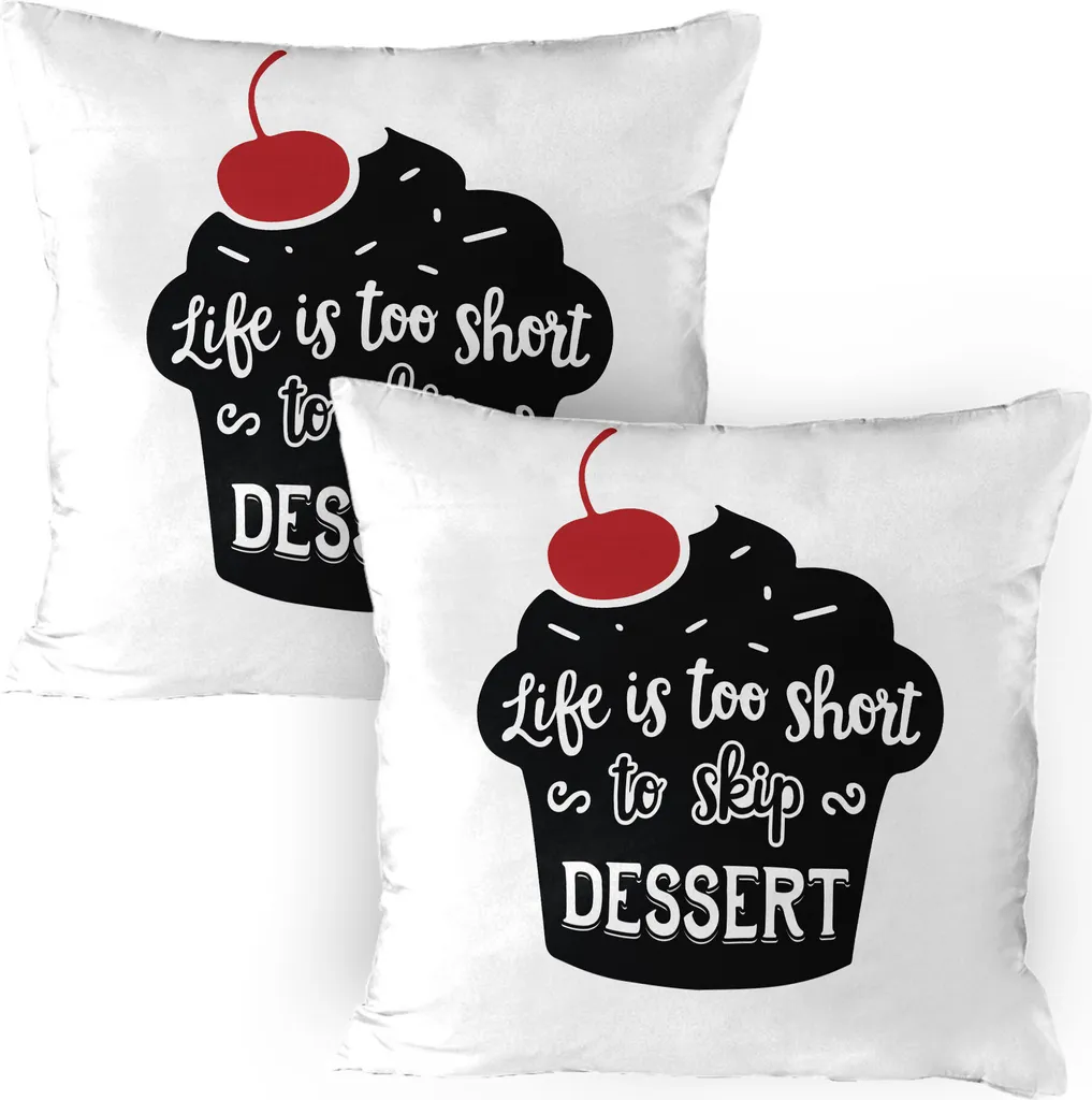 ABAKUHAUS Federe Dessert 80x80 - Set 2 Pezzi Nero Bianco Rosso