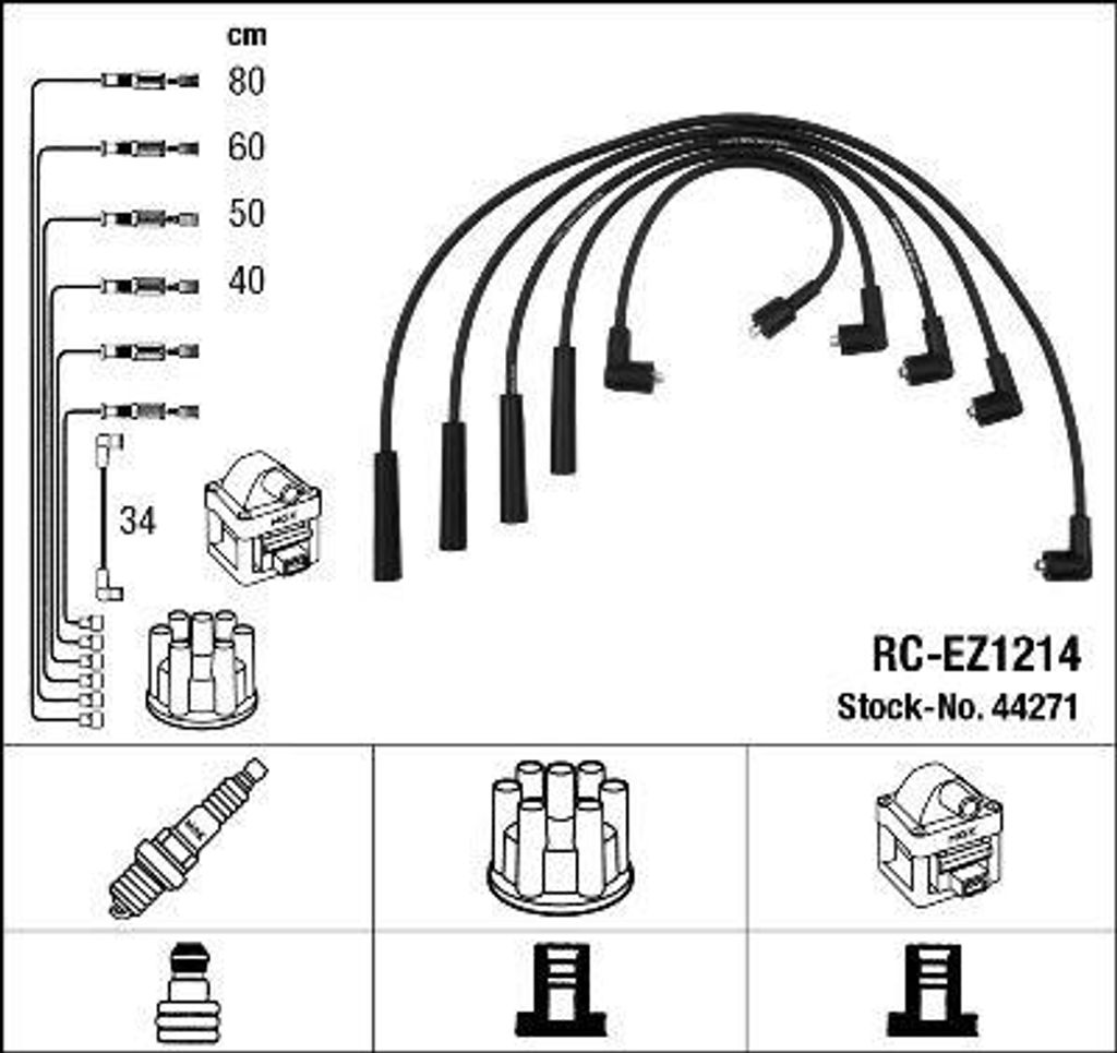 NGK 44271 Zündkabelsatz Zündleitungssatz für MAZDA 323 III Hatchback (BF) 323 III (BF)