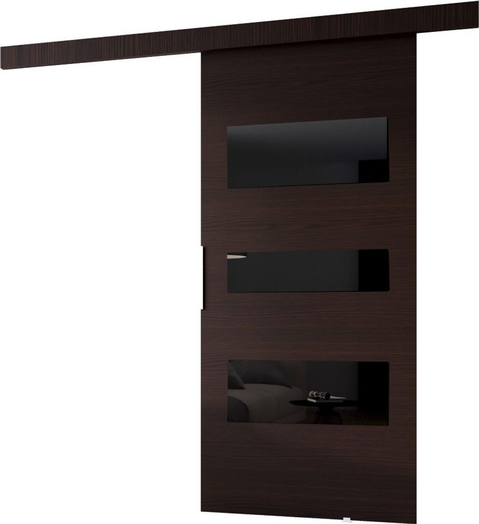Minio, Schiebetür "CLEAN C", Zimmertür, 76 cm, Wenge / Schwarze Farbe