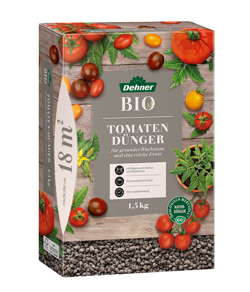 Dehner Bio Tomatendünger, hochwertiger Dünger für Tomaten, organischer NPK-Dünger, mit Spurennährstoffen, ökologisch wertvoll, natürliche La...