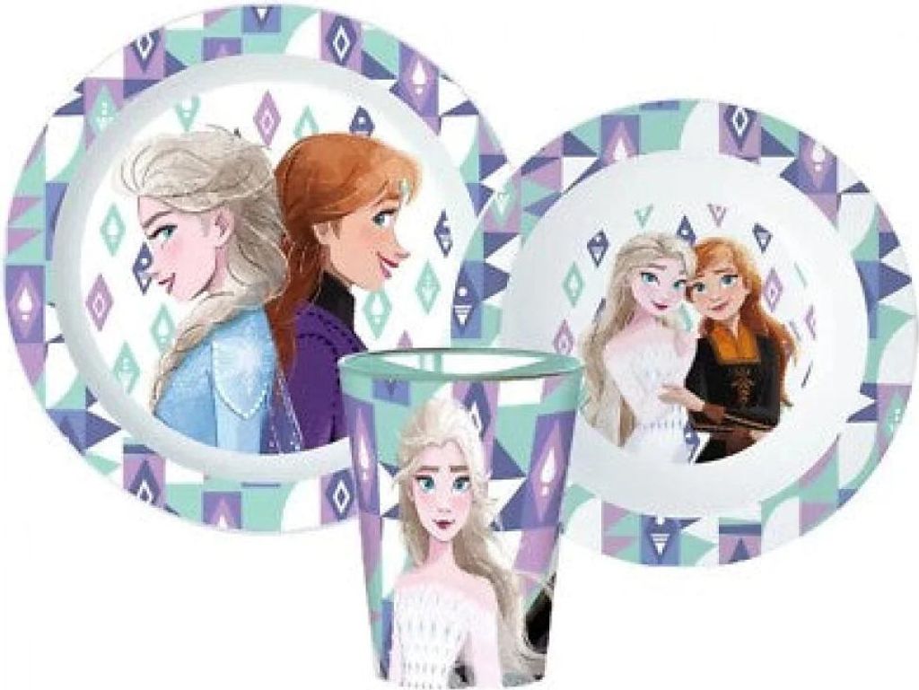 Disney Die Eiskönigin Elsa Kinder Geschirr-Set 3 teilig Becher Teller Schüssel