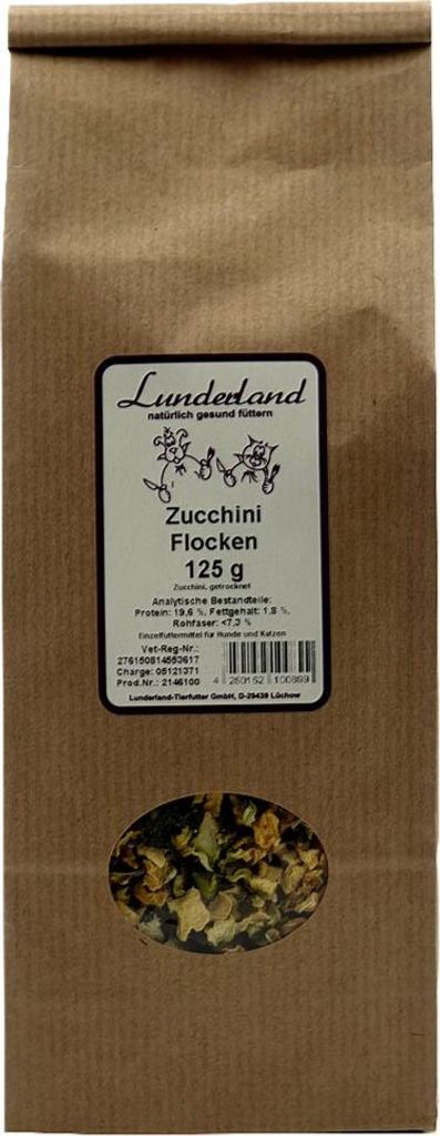 Lunderland Zucchiniflocken 125g 100% Zucchini Einzelfuttermittel
