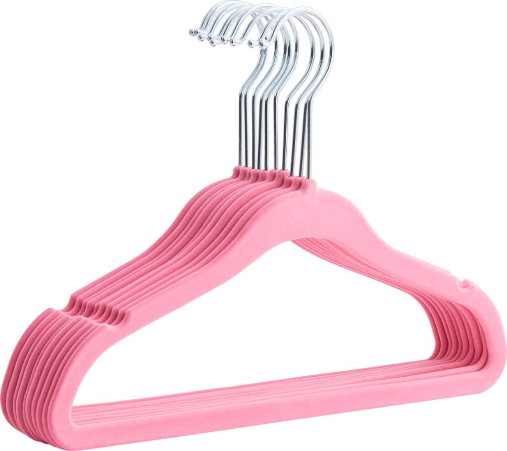 20 Stück Kinderkleiderbügel mit Samtbezug, Kleiderbügel für Kinder oder Babys, rosa