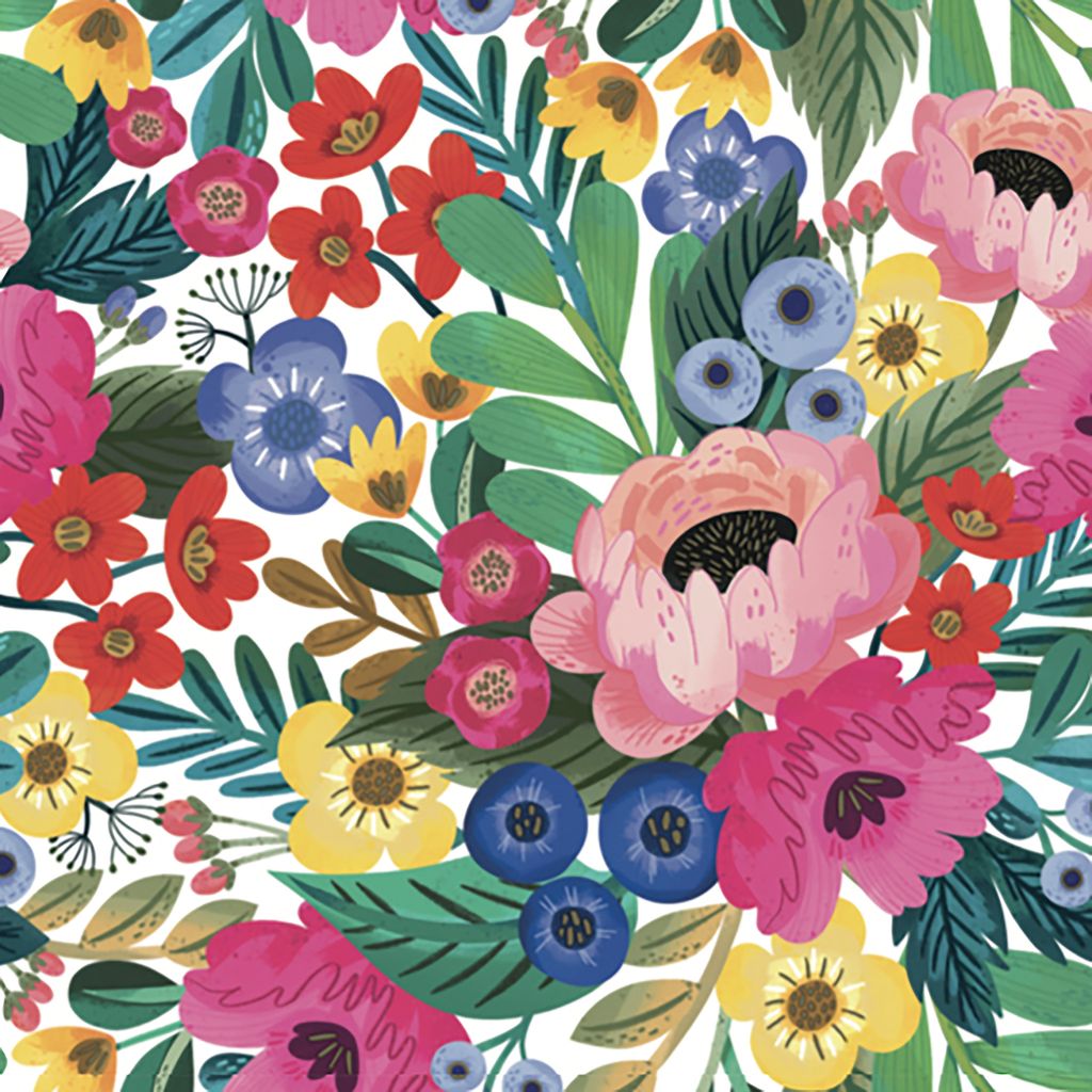 Geschenkpapier mit Blumen Motiv 70cm x 2m Rolle Bunt Produktbild 