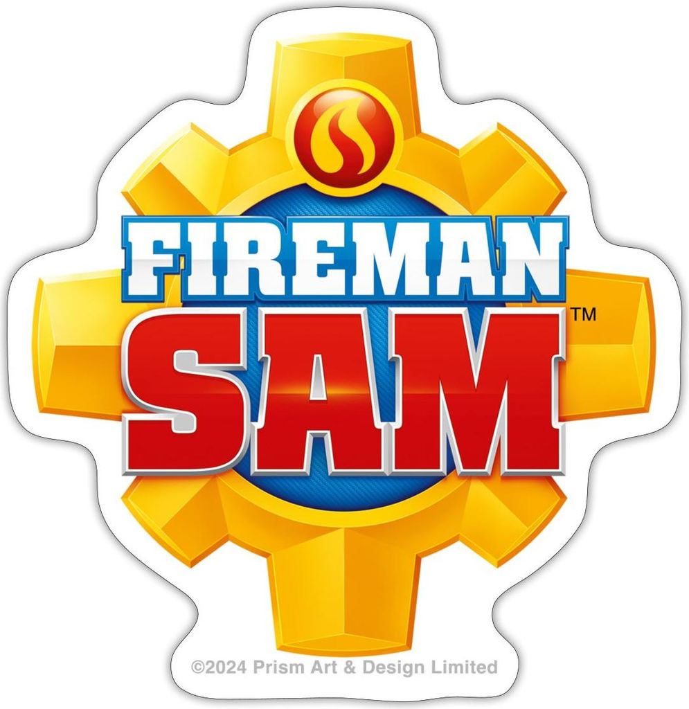Spreadshirt Feuerwehrmann Sam Feuerwehr-Logo Sticker Aufkleber, 10 x 10 cm, Mattweiß