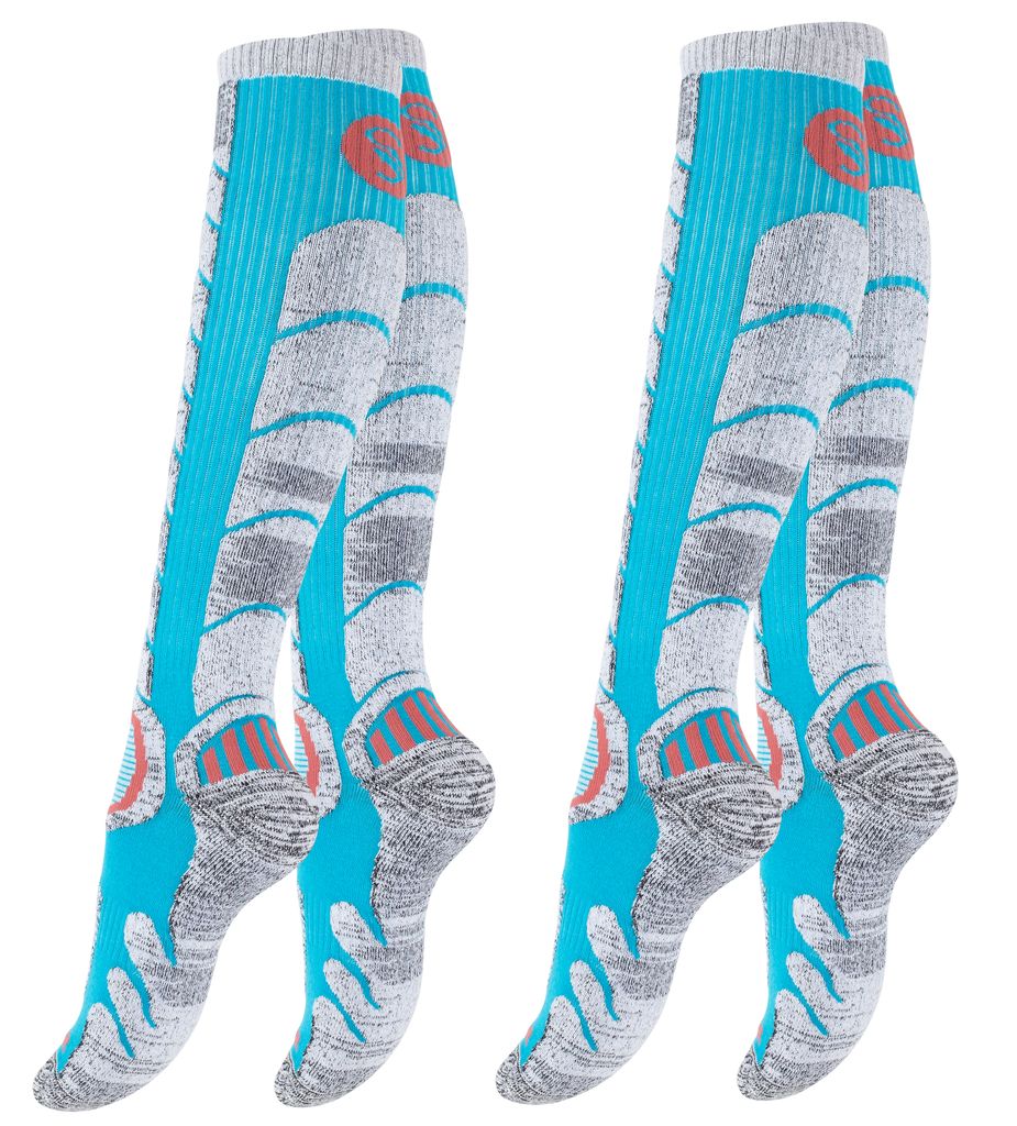 2 Paar Damen Skisocken Wintersport Socken Funktionssocken mit Spezial-Polsterung 