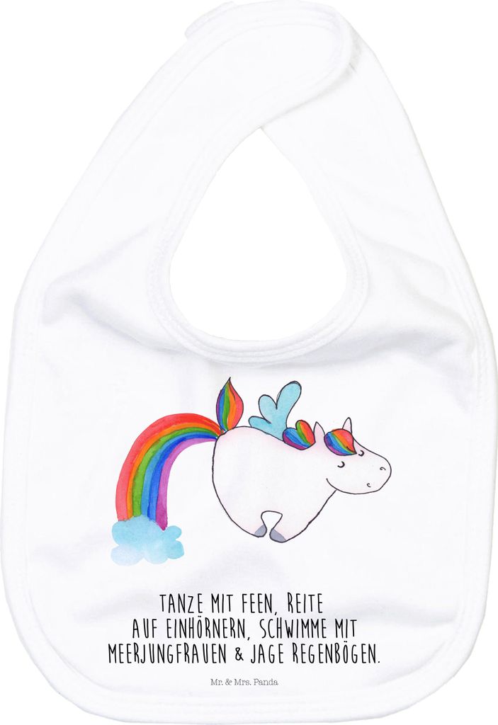 Mr. & Mrs. Panda Lätzchen Einhorn Fliegendes Pferd - Weiß - Geschenk, Sabber, Glitzer, Baumwoll-Lätzchen, Für Babys, Unicorn, Regenbogen, Spiel...