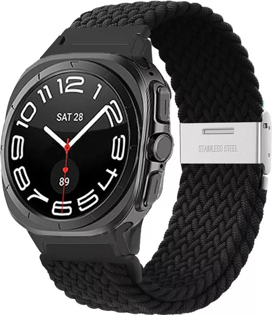 Strap-it Geflochtenes Nylonarmband mit Clipverschluss - passend für Samsung Galaxy Watch Ultra / Ultra 2025 (schwarz)