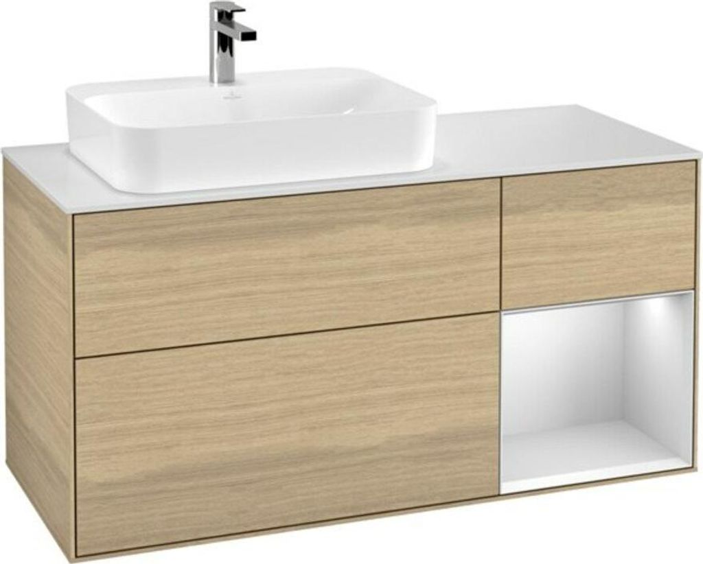 V&B Waschtischunterschrank Finion 120cm, Pl w m, Reg re wh. m Lac, Oa ven