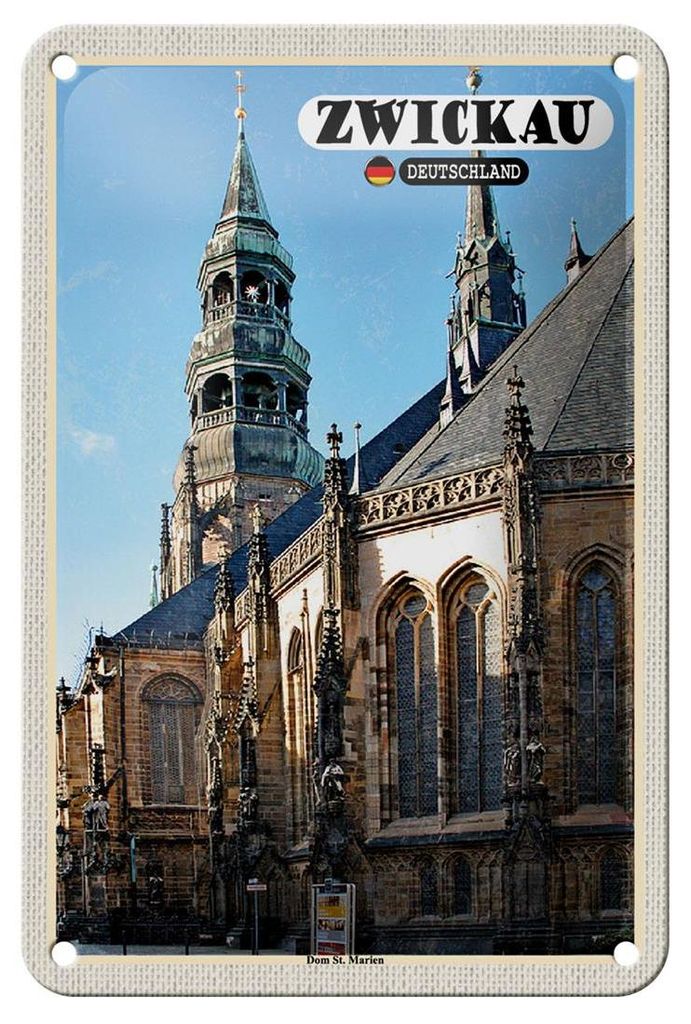 Blechschild Städte Zwickau Dom St. Marien Kirche Deko Produktbild 
