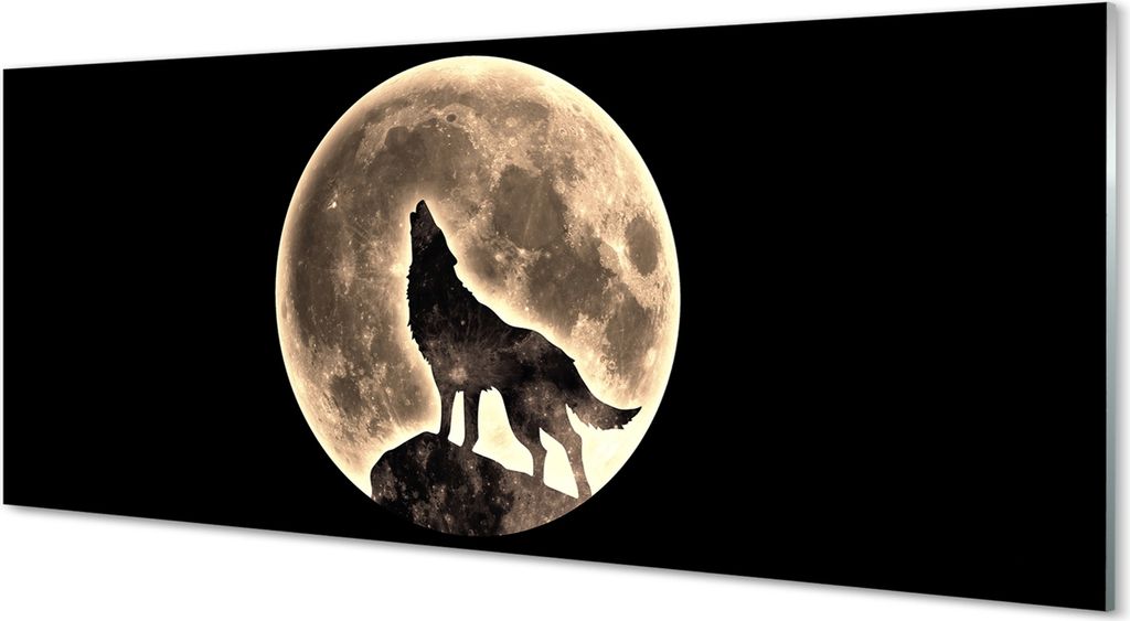 Glasbilder 125x50 Wandkunst Wolf Mond