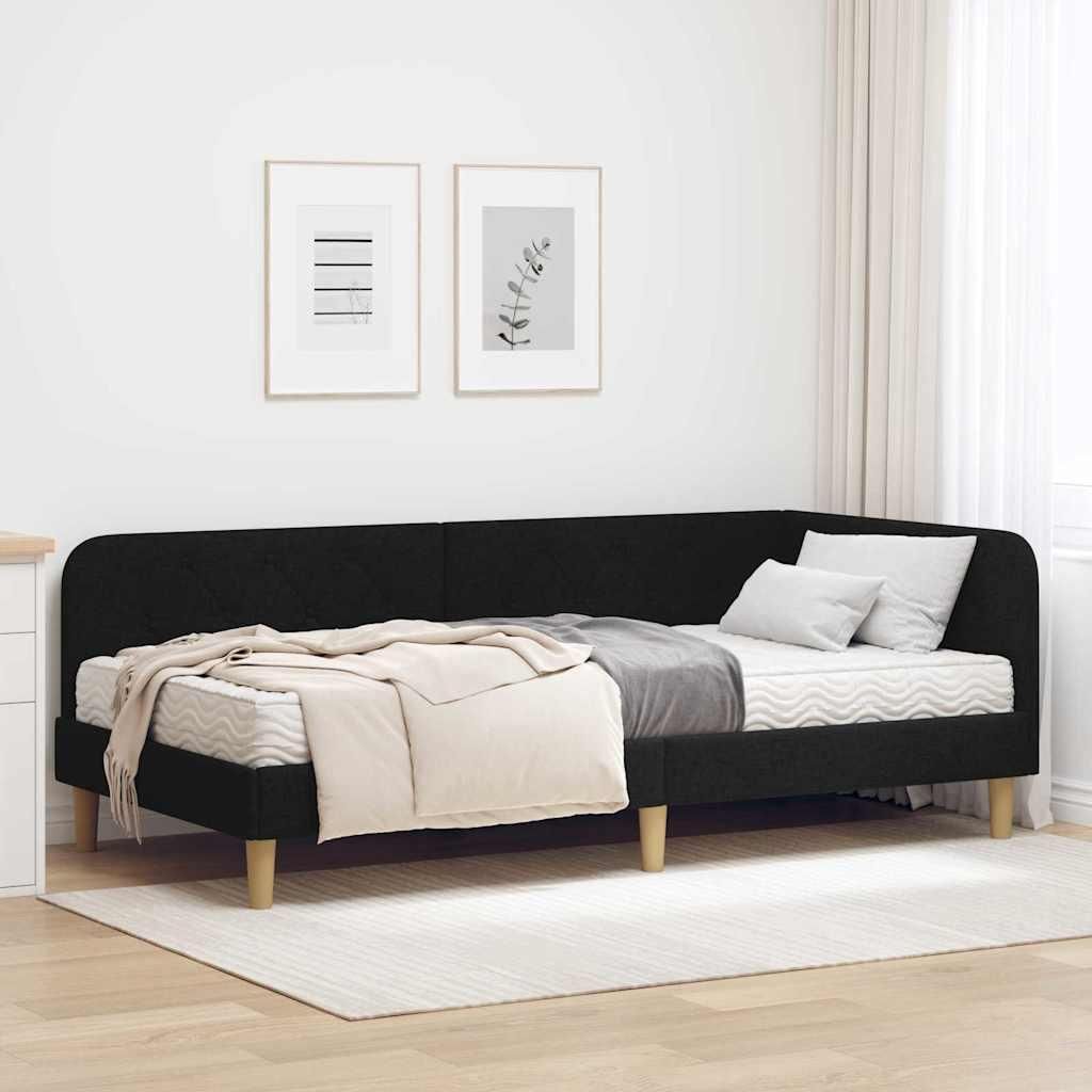Maison Exclusive - Eckbettgestell Schwarz 90 x 190 cm Stoff