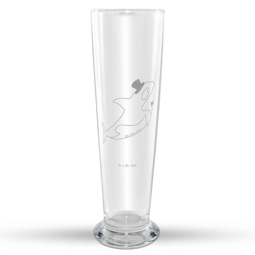 Mr. & Mrs. Panda Bierglas Orca Zylinder - Transparent - Geschenk, Glückwunsch, Weizenbier Glas, Fest, Meer, Konfetti, Geburtstag, Narwal, Mr Mrs W...