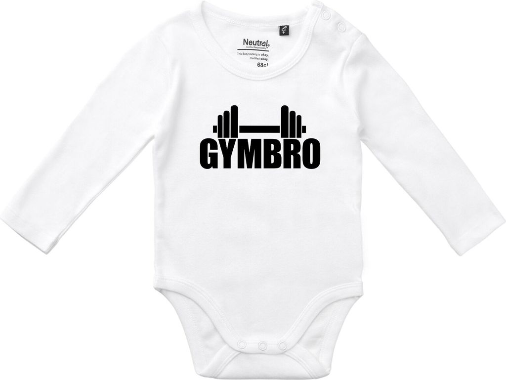 Huuraa Baby Body Gymbro Hantel 68 White Baumwolle Fairtrade Langarmbody Geschenkidee