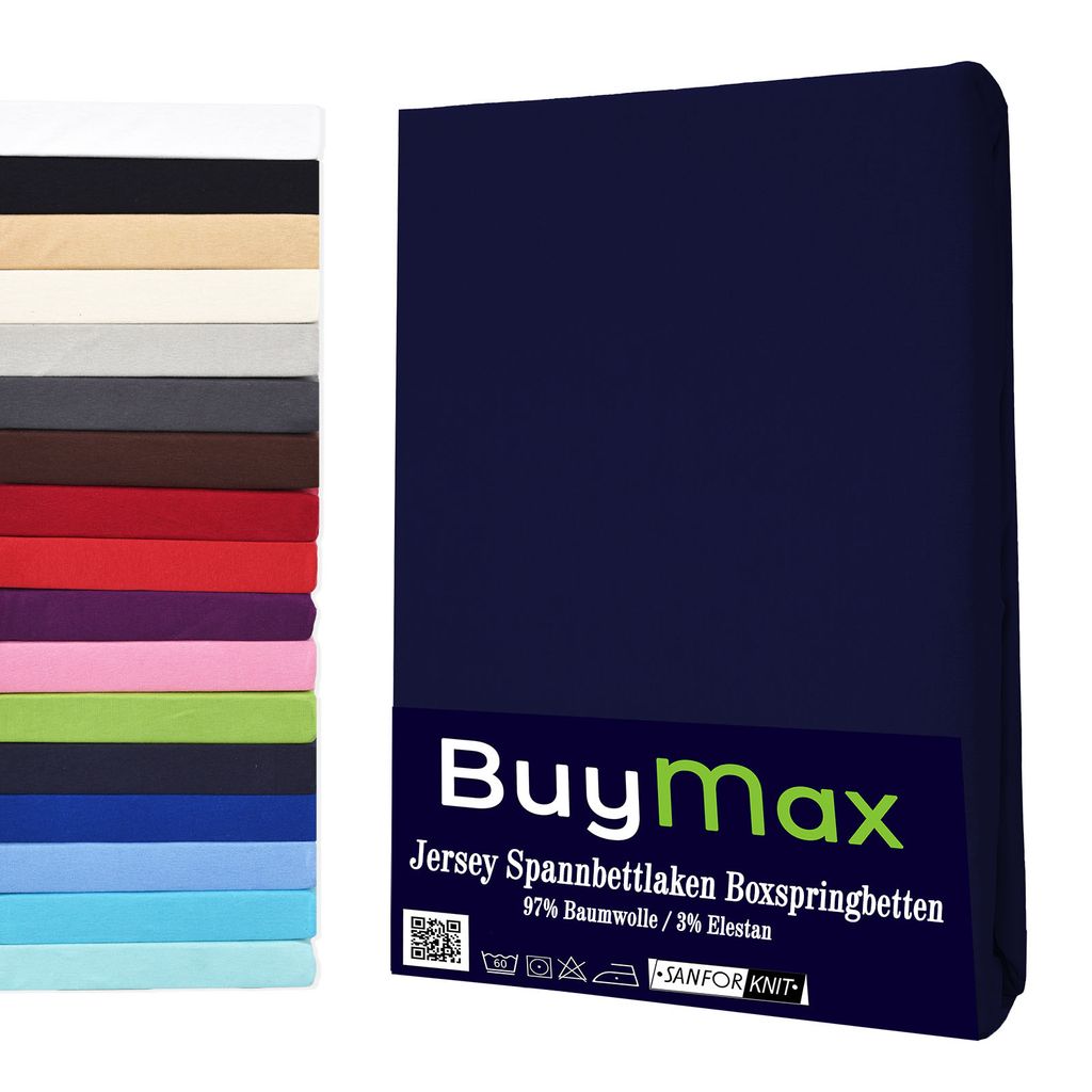 Buymax Spannbettlaken Wasserbettlaken Jersey Wasserbett Boxspringbett 180x200-200x220 cm 160g/m² Farbe: Marineblau