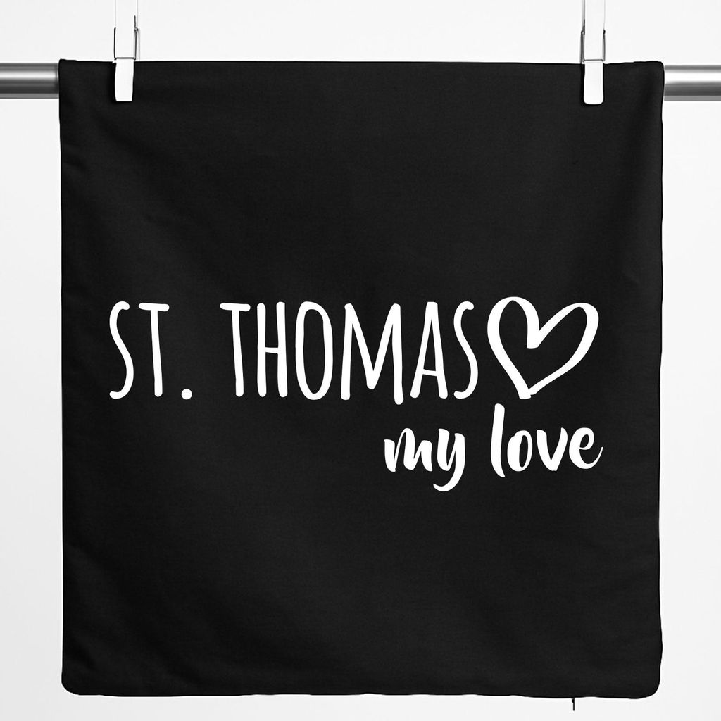Huuraa Kissenbezug St. Thomas my love 40x40cm Black Baumwolle Dekokissenbezug Geschenkidee