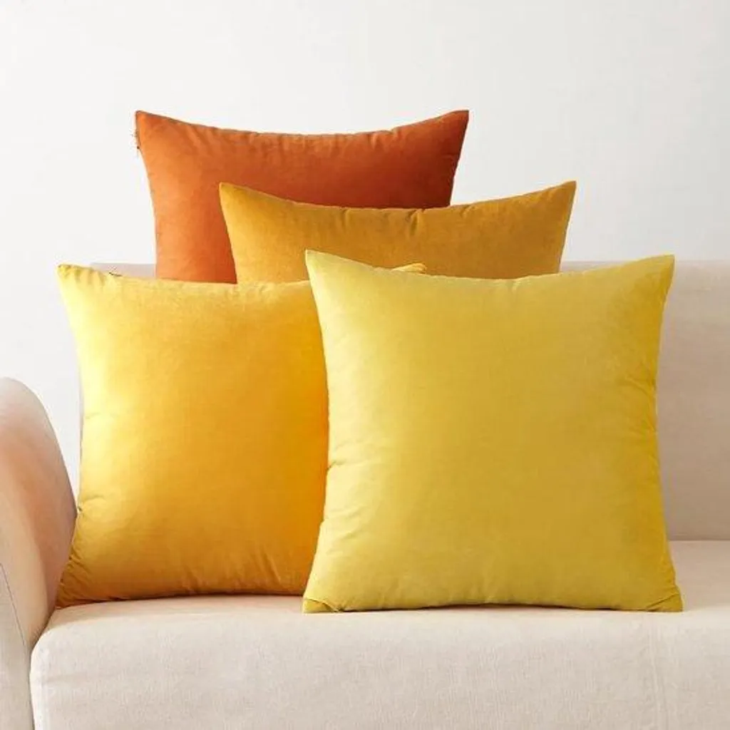 Housses de coussin orange 40x40 cm pour salon et chambre - Set de 4