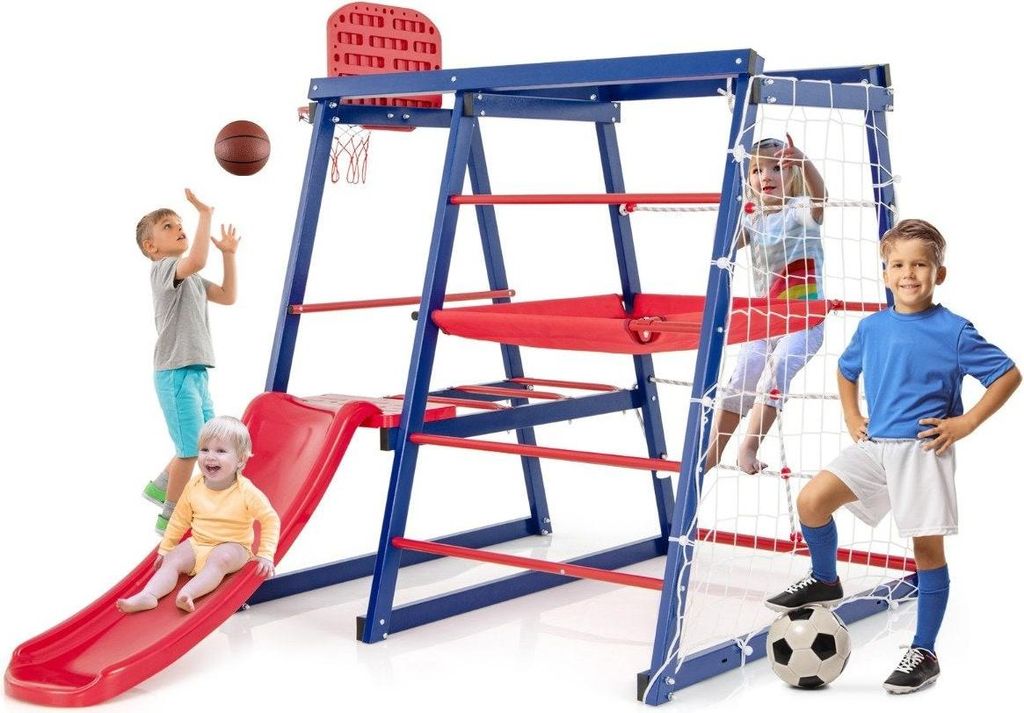 Klettergerüst Outdoor 7 in 1 Spielplatz mit Rutsche Kletterleiter Strickleiter für drinnen und draußen 150 x 142 x 146 cm