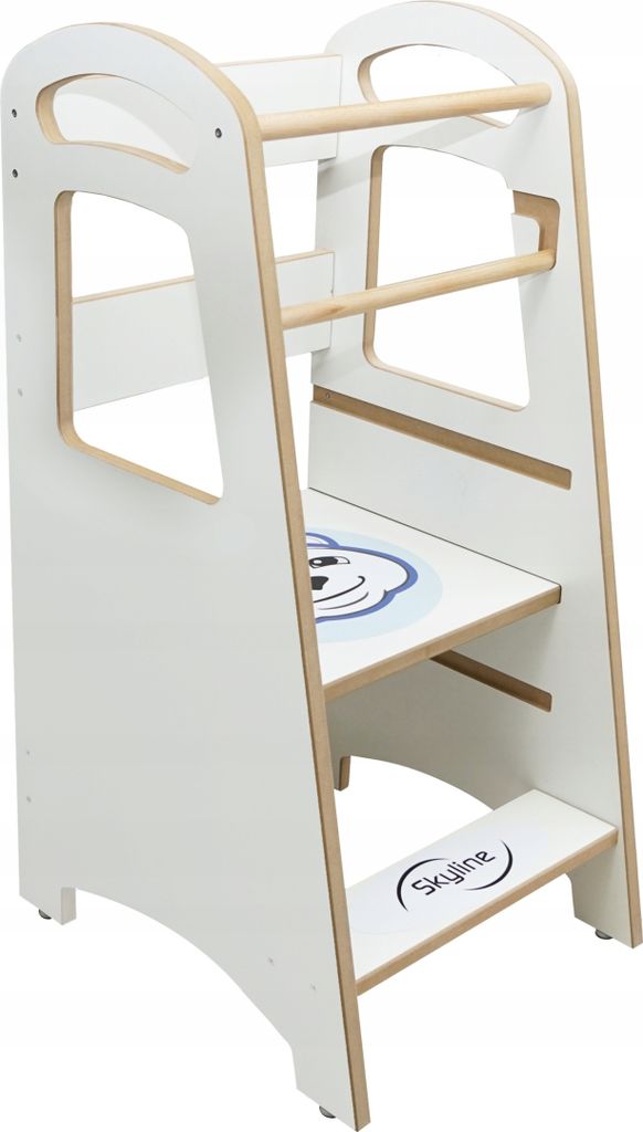 Skyline Steh und Lernturm Baby ab 1 Jahr Montessori Learning Tower Höhenverstellbar Tritthocker Kinder Indoor Möbel Kinderzimmer Trittschemel Kit...